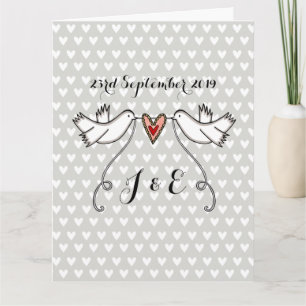 White Doves Love Heart Wedding Greetings Kaart