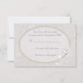 White Doves & Paisley Lace Wedding RSVP Kaartje (Achterkant)