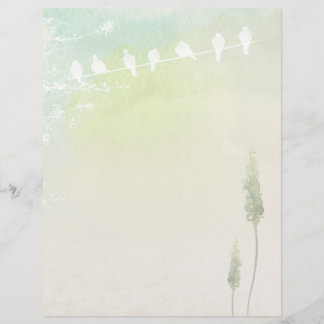 White Doves & Pastel Waterverf Scrapbook Paper