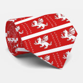 White Dragon England Text Stropdas (Opgerold)