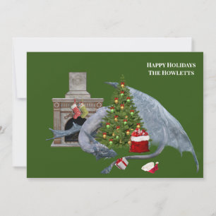 White Dragon kerstboom Feestdagenkaart