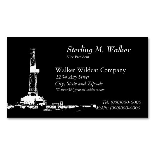 White Drilling Silhouette Magnetisch Visitekaartje (Voorkant)
