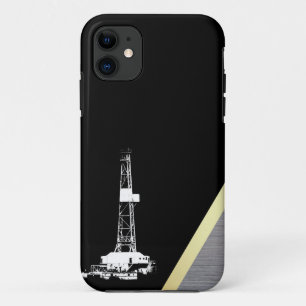 White Drilling Silhouette op zwart en metaal iPhone 11 Hoesje