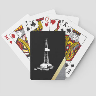 White Drilling Silhouette op zwart en metaal Speelkaarten