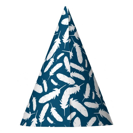 White Duck and Feathers Navy Blue Birthday Feesthoedjes (Achterkant)