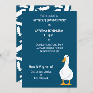 White Duck Navy Blue Birthday Party Kaart
