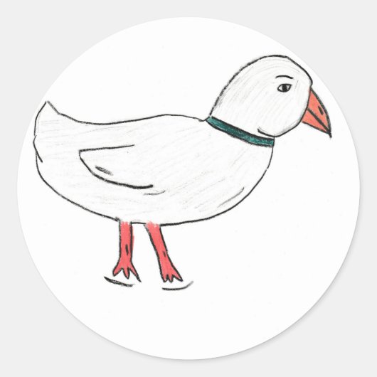 White Duck Ronde Sticker (Voorkant)