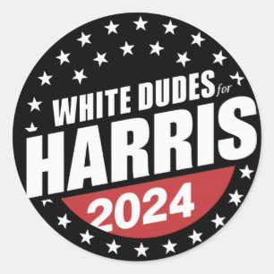 White Dudes voor Kamala Harris 2024 Ronde Sticker