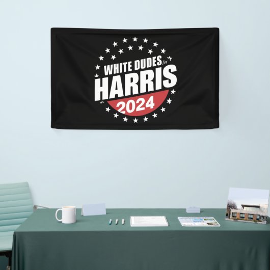 White Dudes voor Kamala Harris 2024 Spandoek (Beurs)