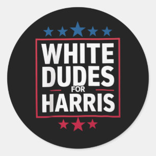 White Dudes voor Kamala Harris voor President 2024 Ronde Sticker