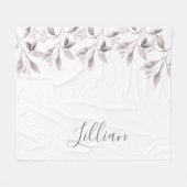 White dusty roos roze floral folia name fleece deken (Voorkant (Horizontaal))