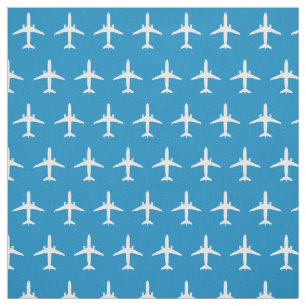 White E175 Jet Airplane Pattern-patroon op Blue Fa Stof