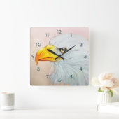 White Eagle Square Clock, Bird Realistic Sketch Vierkante Klok (Huis)