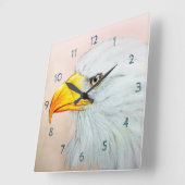 White Eagle Square Clock, Bird Realistic Sketch Vierkante Klok (Hoek)