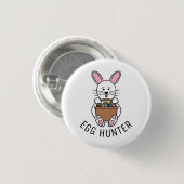 White Easter Bunny, Egg Hunter Ronde Button 3,2 Cm (Voorkant /achterkant)