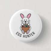 White Easter Bunny, Egg Hunter Ronde Button 3,2 Cm (Voorkant)