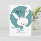White Easter Bunny Invitation Kaart (Staand voorkant)