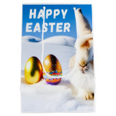 White Easter Bunny Medium Cadeauzakje (Achterkant)