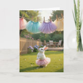 White Easter Bunny Wearing a Pink Tutu Kaart (Voorkant)
