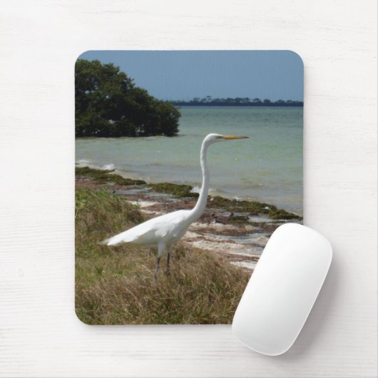 White Egret 2 Mousepad Muismat (Met muis)