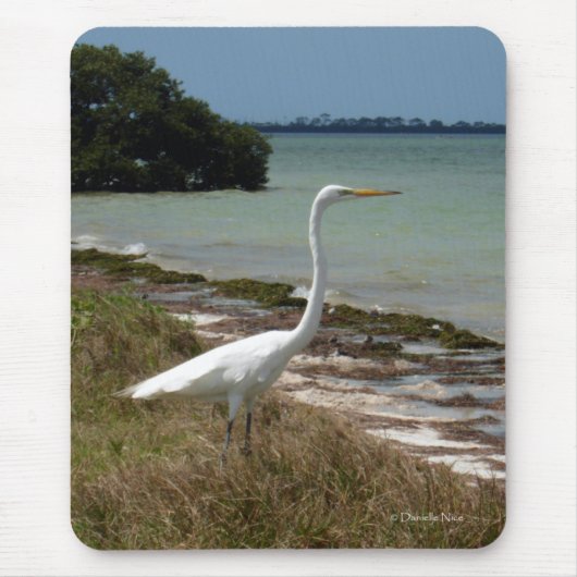 White Egret 2 Mousepad Muismat (Voorkant)