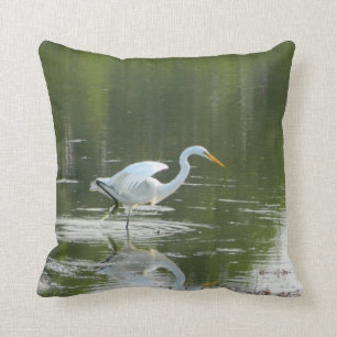 White Egret Pillow Kussen