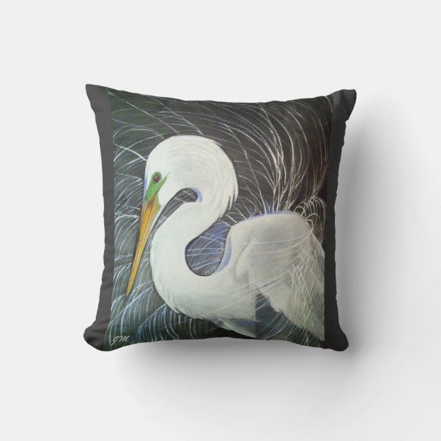 White Egret Pillow Kussen (Voorkant)