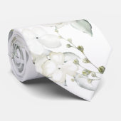 White Elegance First Spring Florals Wedding Stropdas (Opgerold)