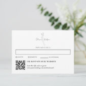White Elegant Botanical Traditional & QR Code RSVP Kaartje (Staand voorkant)
