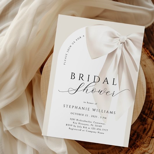 White Elegant Bow Arch nuptiale douche Invitation