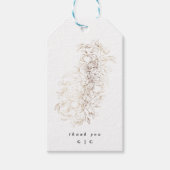 White Elegant Drawn Botanical Monogram Weddenschap Cadeaulabel (Voorkant)