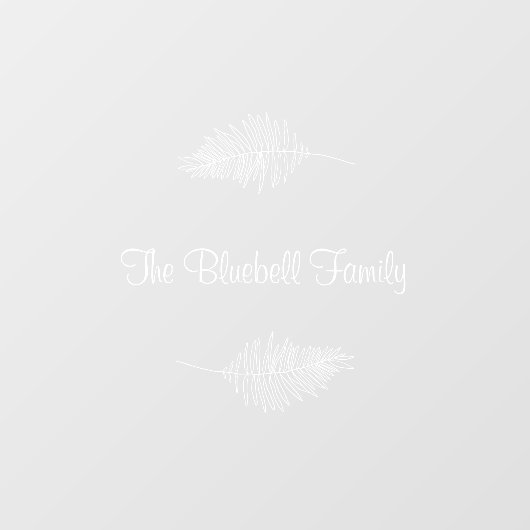 White Elegant Family Name Botanical Leaf Sticker (Vel)