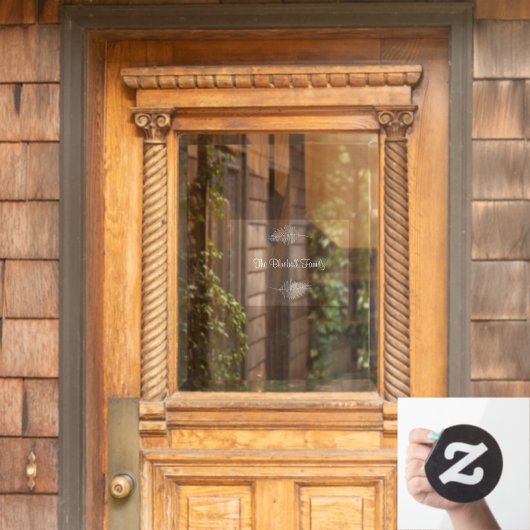 White Elegant Family Name Botanical Leaf Sticker (Huis Deur)