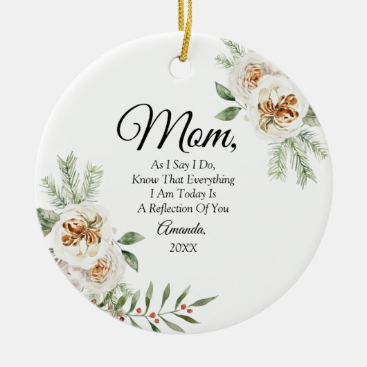 White Elegant Floral Moeder van de Bride Keramisch Ornament (Voorkant)