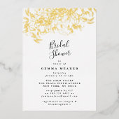 White Elegant Gold Botanical Vrijgezellenfeest Folie Uitnodiging (Voorkant)