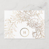 White Elegant Gold Monogram Wreath Wedding RSVP Ca (Achterkant)