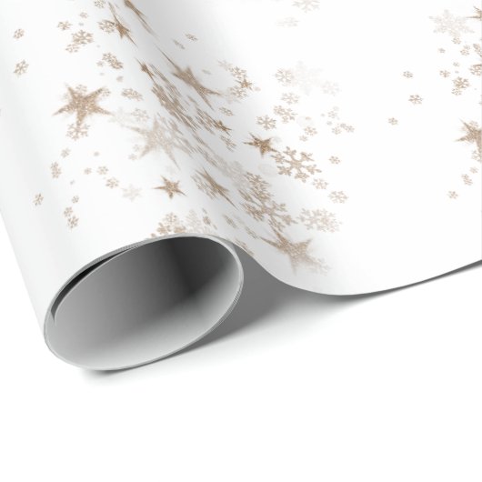 White Elegant Gold Star Holiday New year Gifts Cadeaupapier (Rol Hoek)