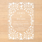 White Elegant Mexican Fiesta Wedding Acryl Uitnodigingen (Voorkant)