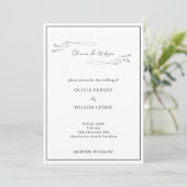 White Elegant Minimalist Botanical Wedding Kaart (Staand voorkant)