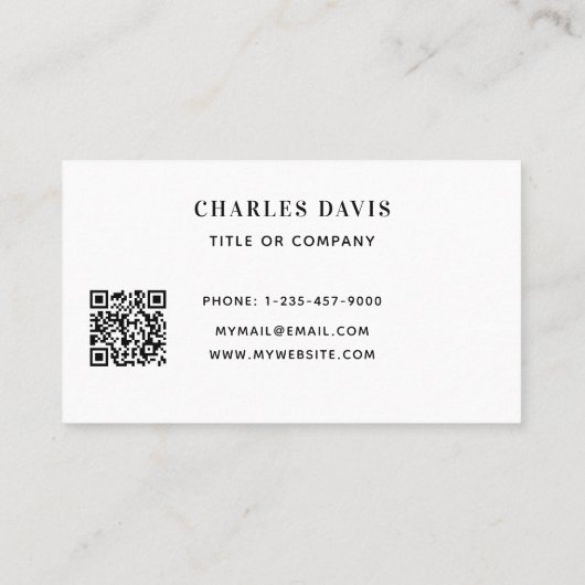 White elegant minimalist Qr code logo Visitekaartje (Achterkant)