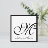 White Elegant Monogram Wedding Invites Kaart (Staand voorkant)