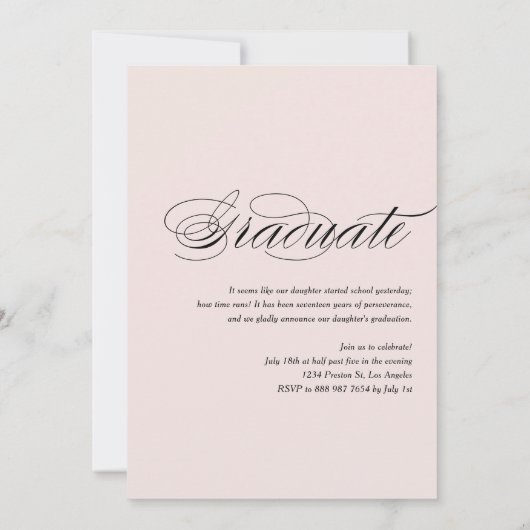 White Elegant Script Class of 2025 Afstuderen Kaart (Achterkant)