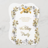 White Elegant Snowflake Invitation de la fête d'en (Devant / Derrière)