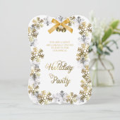 White Elegant Snowflake Invitation de la fête d'en (Debout devant)