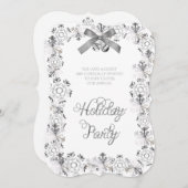 White Elegant Snowflake Invitation de la fête d'en (Devant / Derrière)