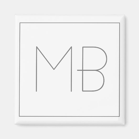 White Elegant Unique Monogramed Magneet (Voorkant)
