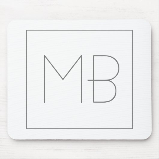 White Elegant Unique Monogramed Muismat (Voorkant)