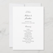 White Elegant Wedding Ceremony Programme (Devant)