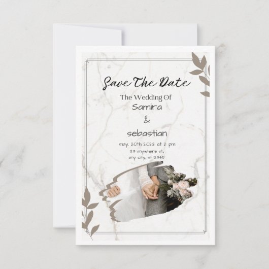 White Elegant Wedding Invitation Kaart (Voorkant)