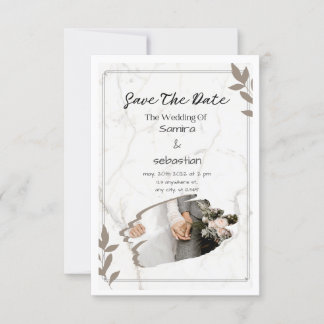 White Elegant Wedding Invitation Kaart